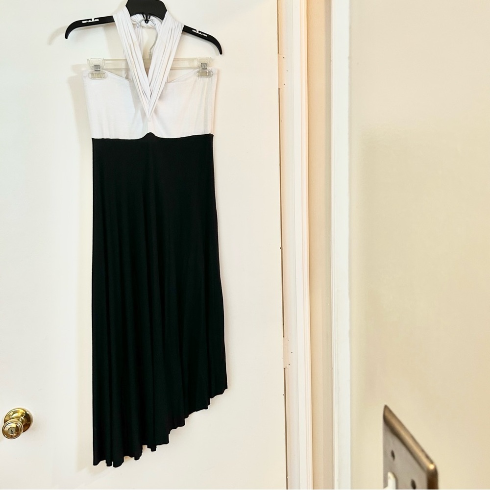 INC Black and White Summer Asymmetrical Maxi Cotton Slip Sundress, Size M